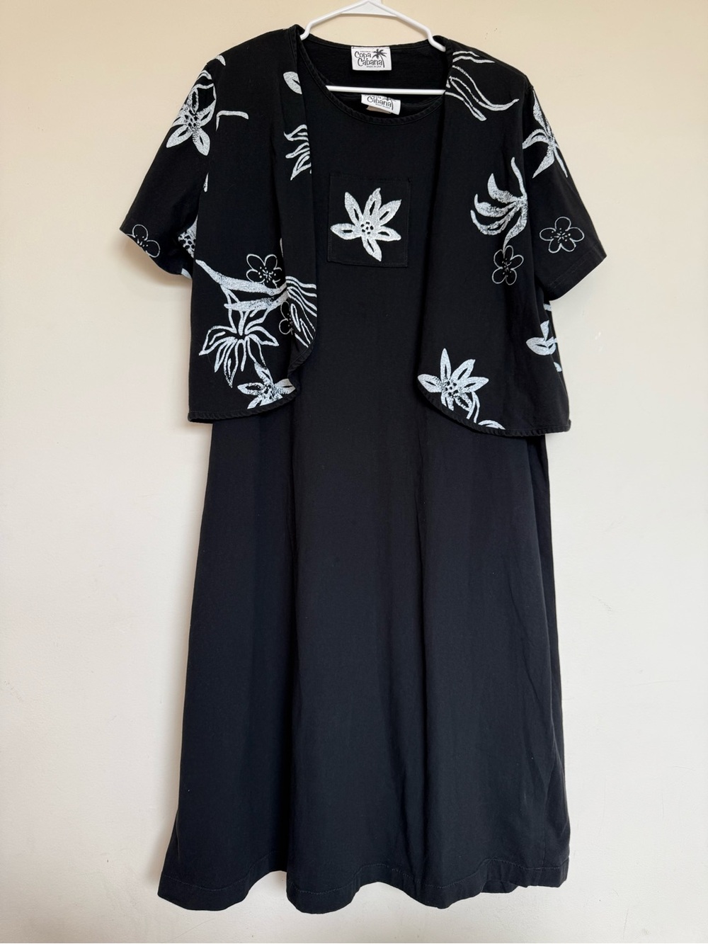 Vintage Copa Cabana Black Midi/Maxi Tropical Dress Set 2X